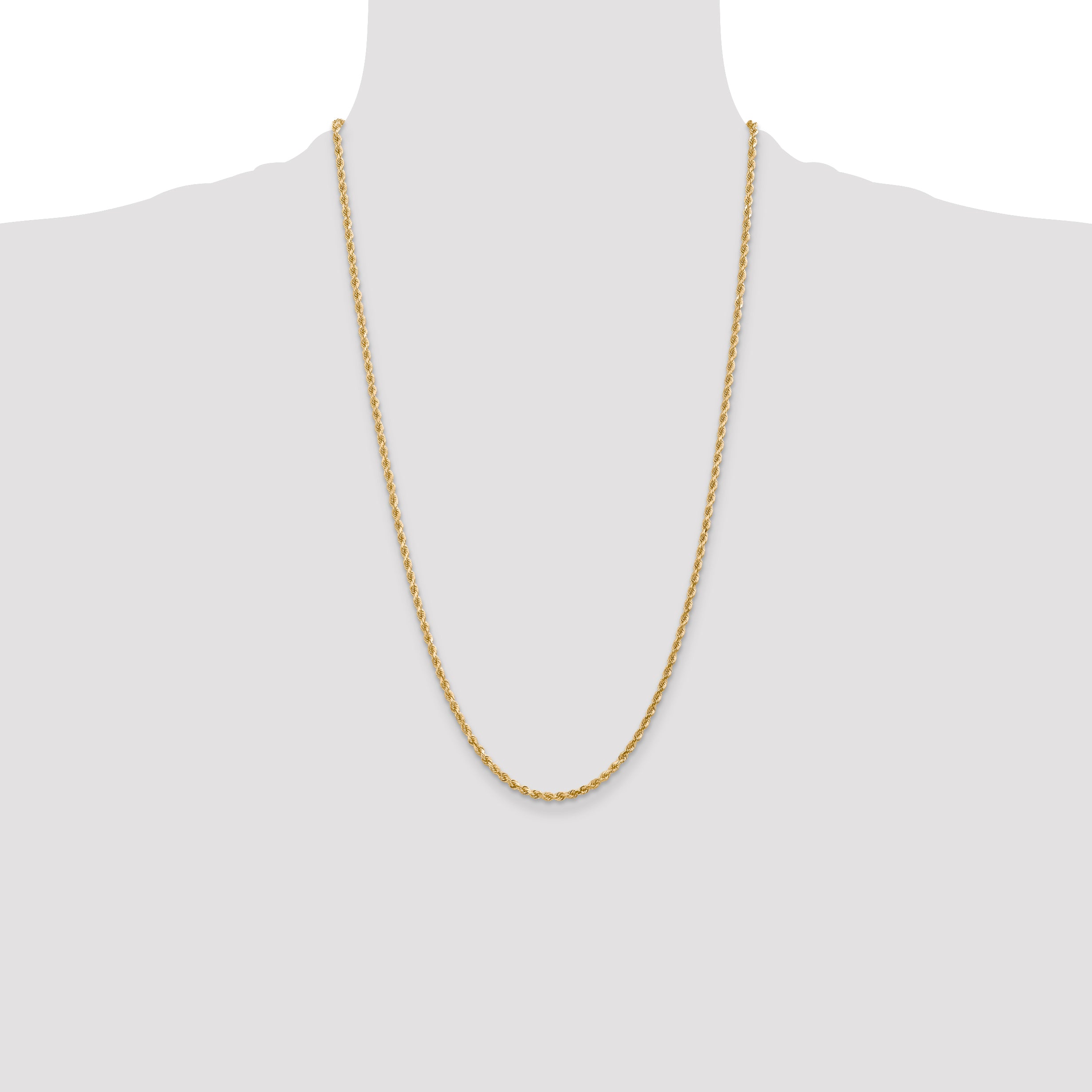 10K 3mm Diamond-Cut Rope Chain