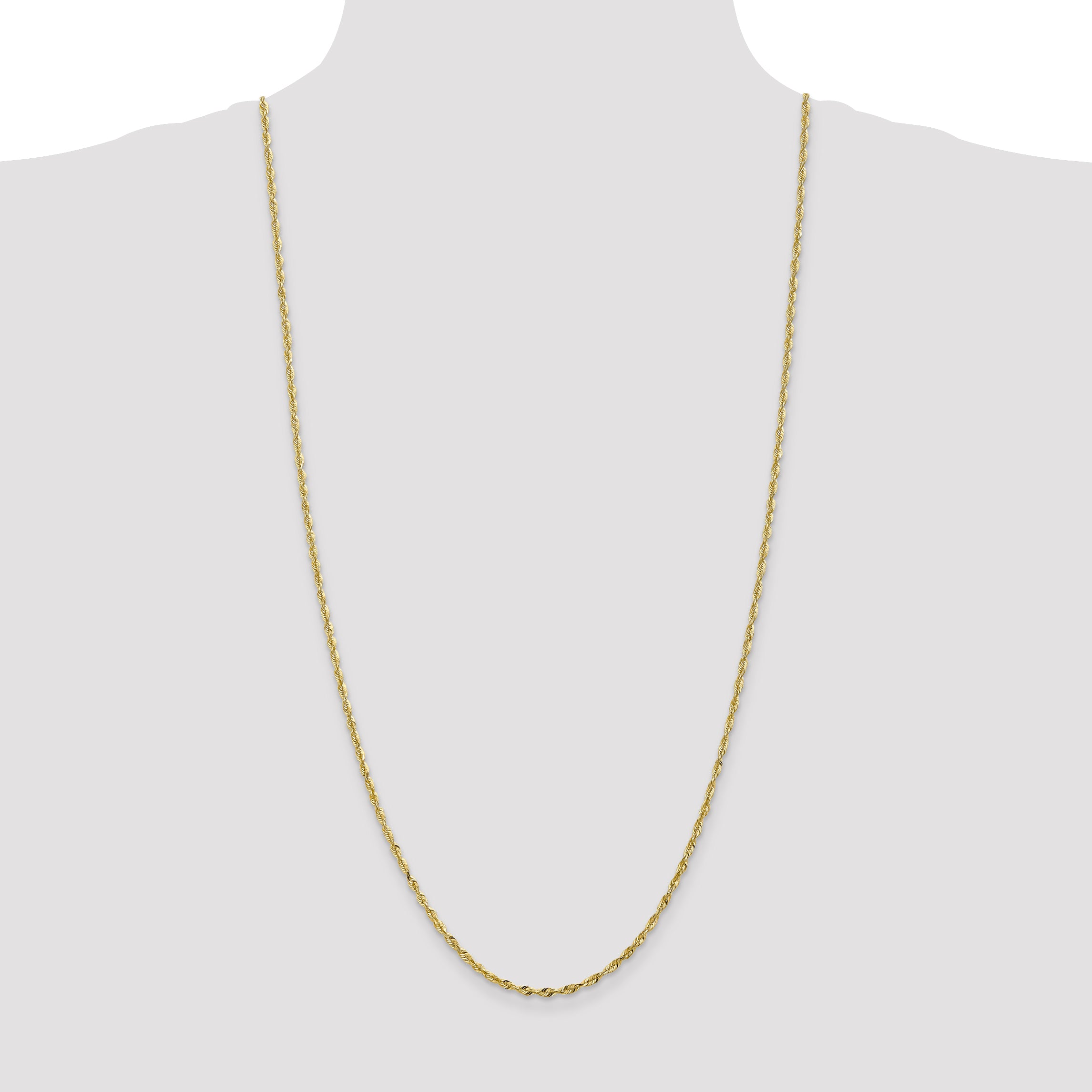 10K 2.5mm Diamond-Cut Lightweight Rope Chain