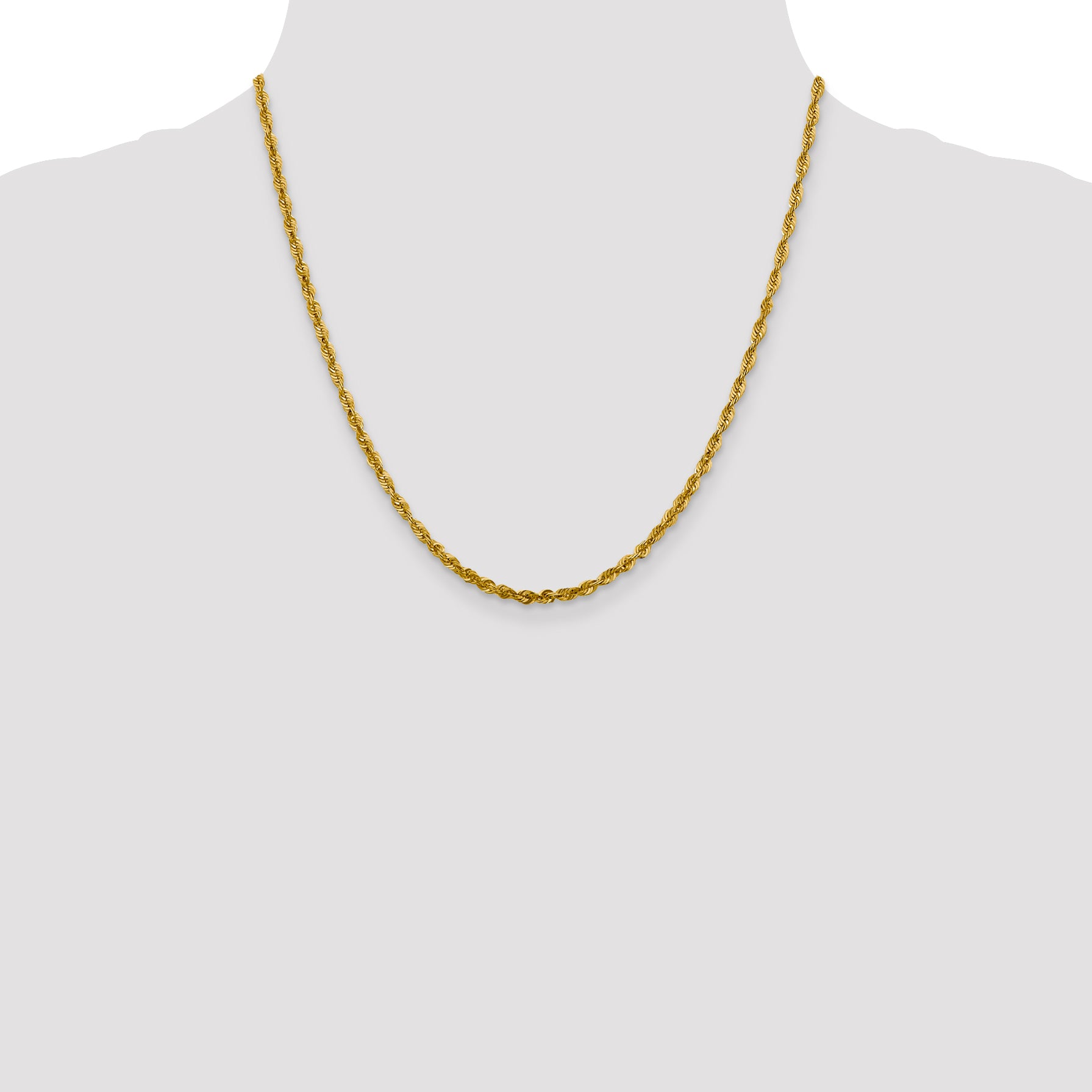 10K 3mm Diamond-Cut Lightweight Rope Chain