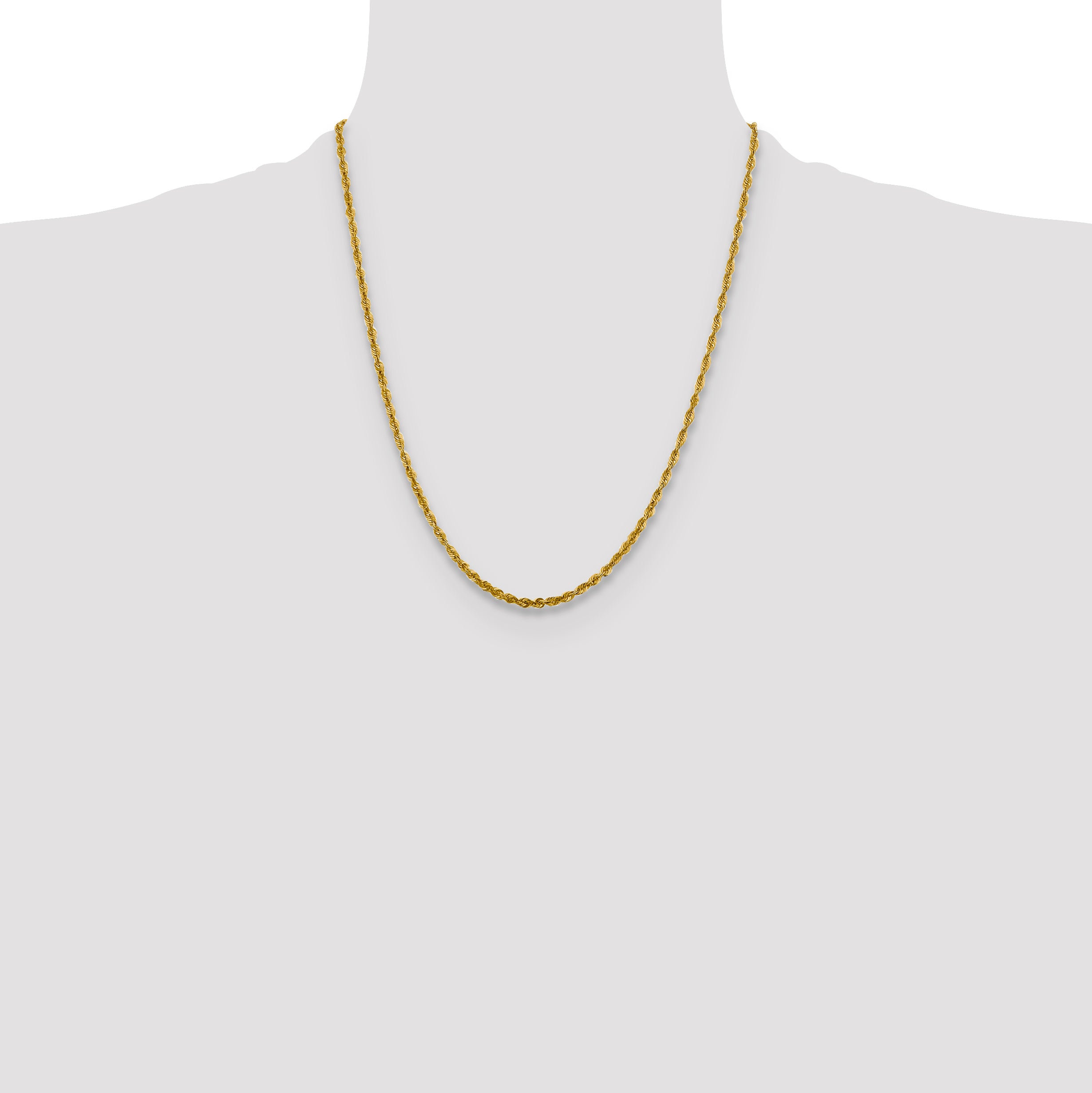 10K 3mm Diamond-Cut Lightweight Rope Chain