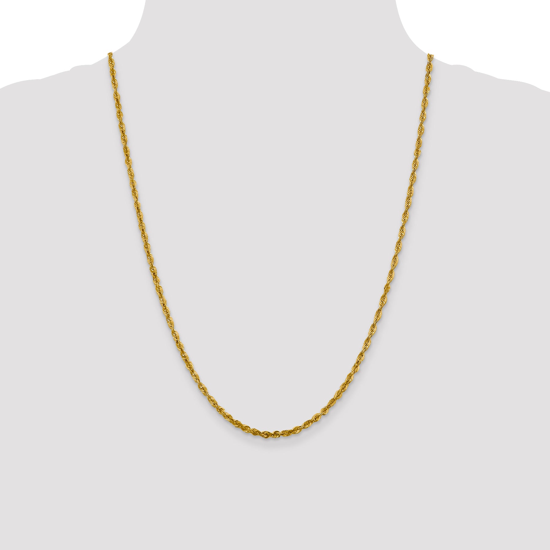 10K 3mm Diamond-Cut Lightweight Rope Chain