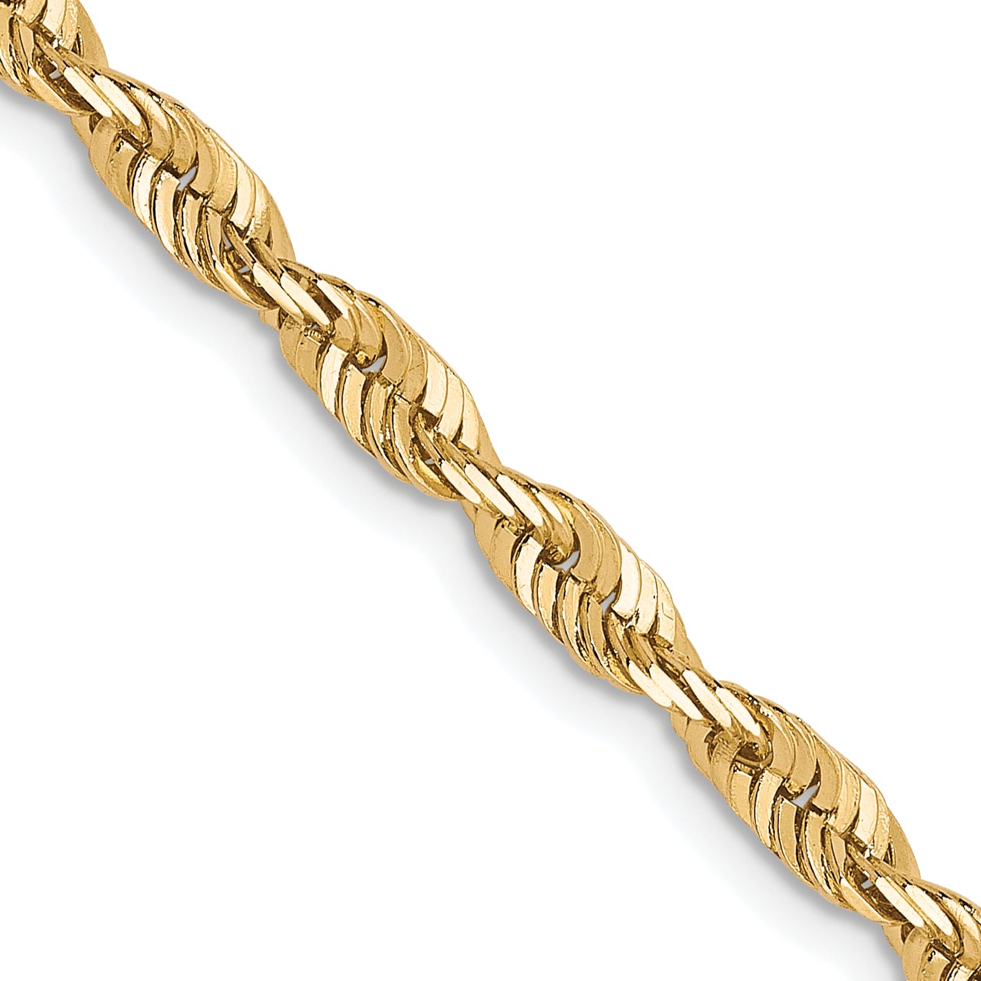 10K 3mm Diamond-Cut Lightweight Rope Chain