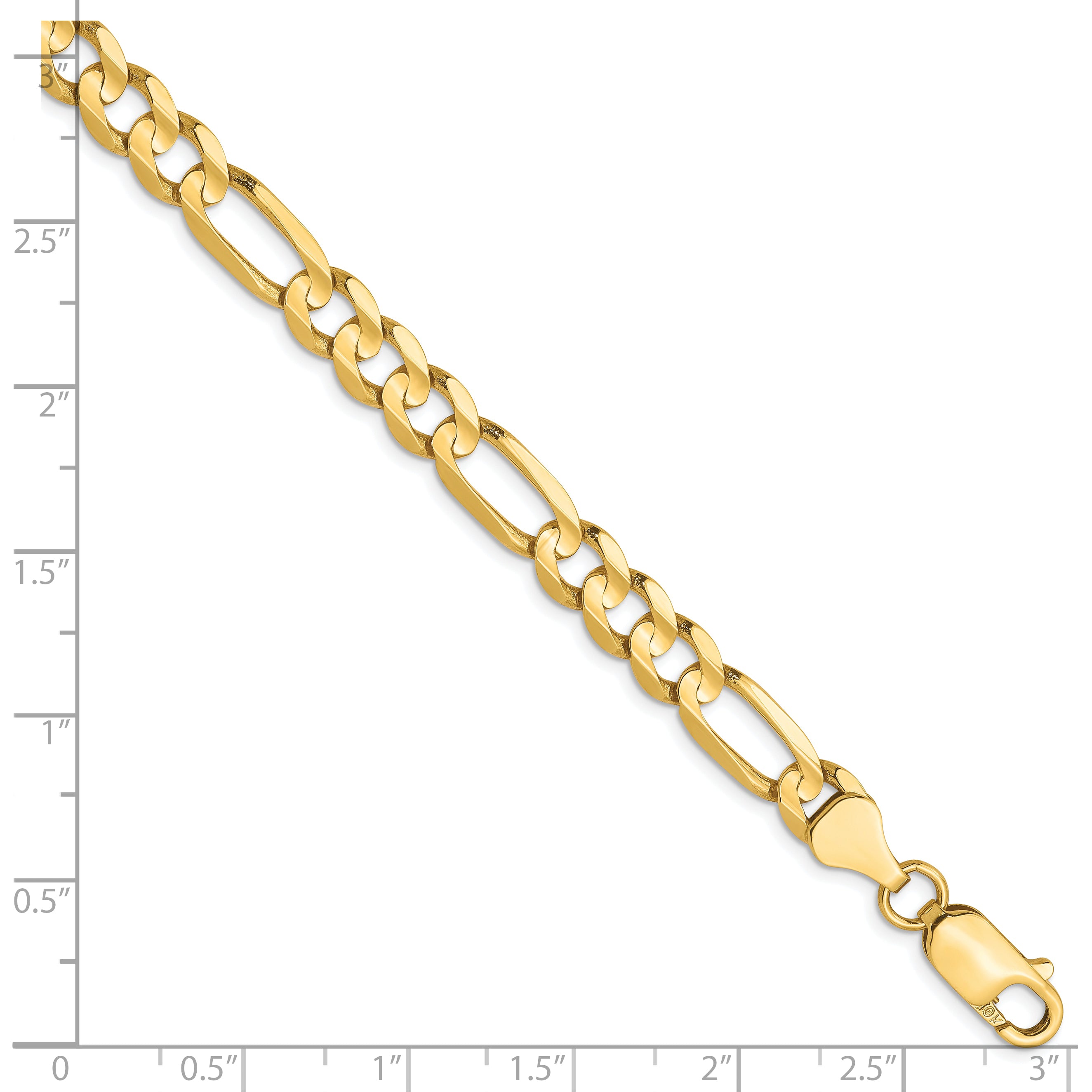 10K 6mm Concave Figaro Bracelet