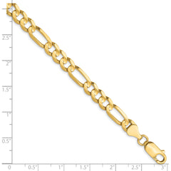 10K 6mm Concave Figaro Bracelet