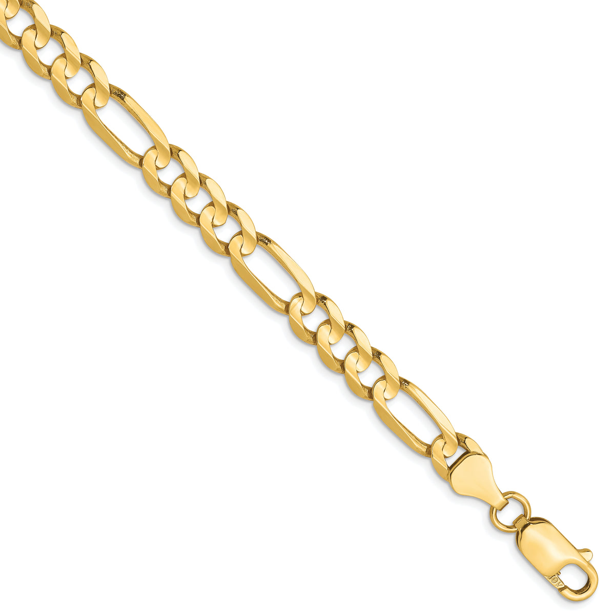 10K 6mm Concave Figaro Bracelet