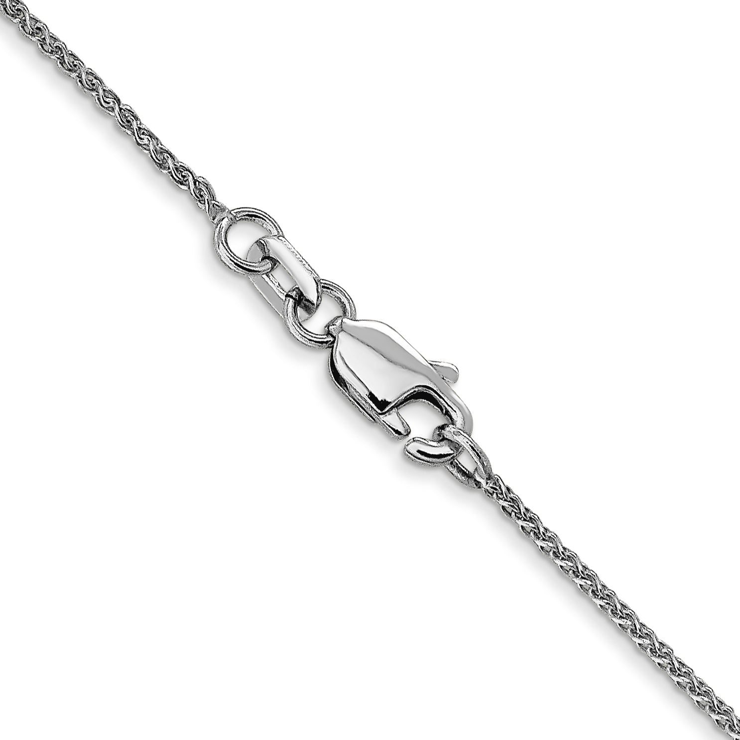 10K White Gold 1mm D/C Wheat Chain