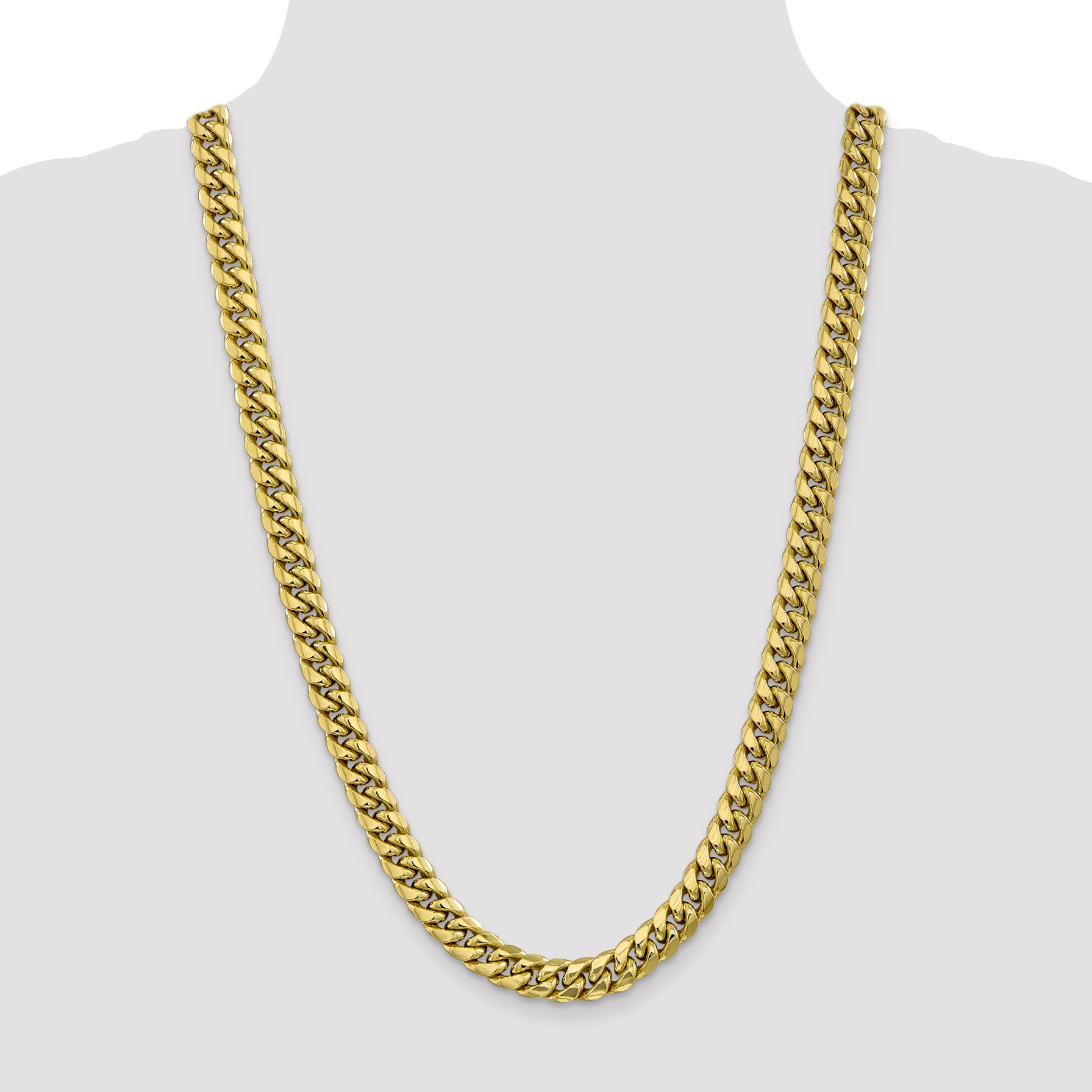 10K Semi-Solid 9.3mm Miami Cuban Chain