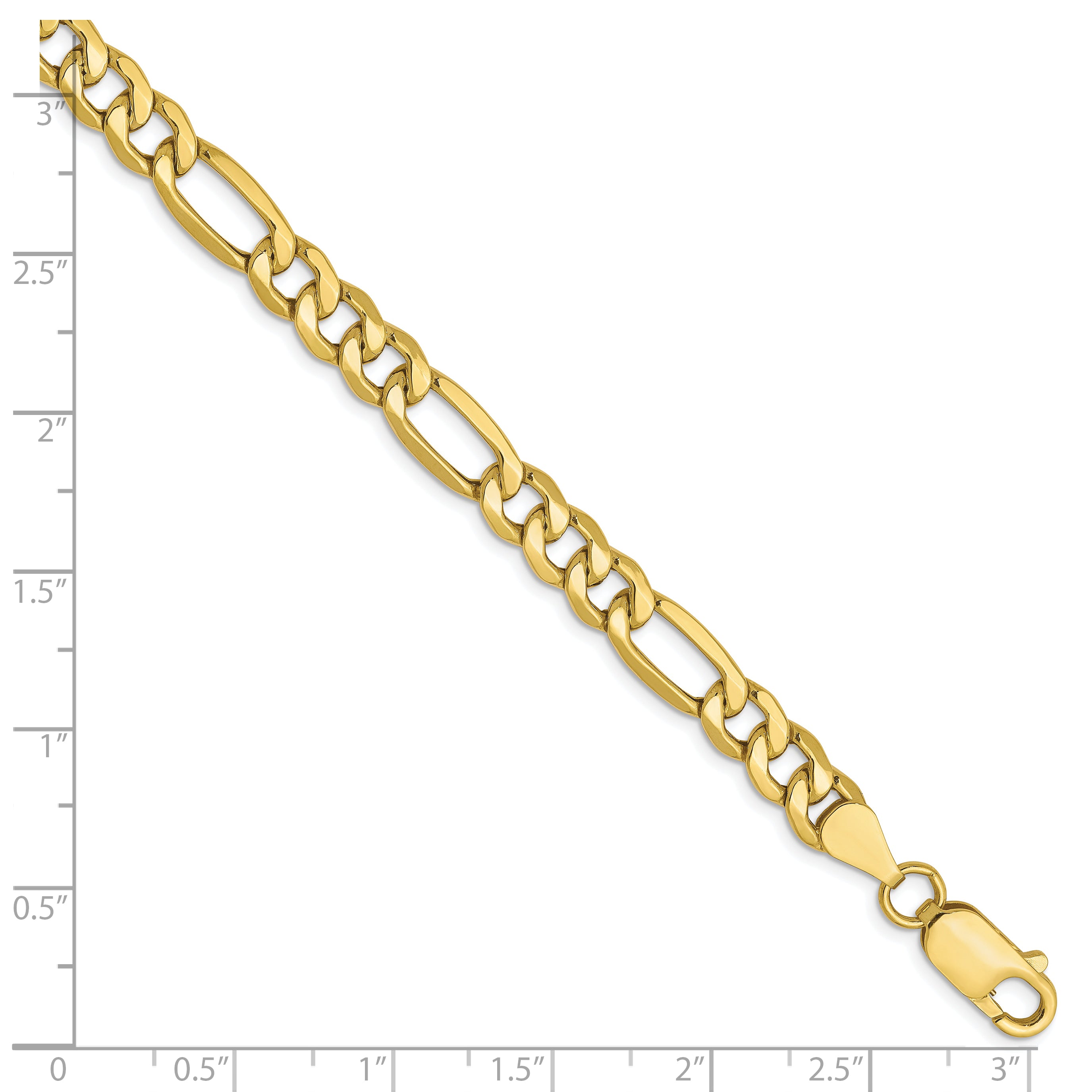 10K 6.6mm Semi-Solid Figaro Chain