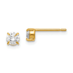 14k CZ Stud 4.0mm Earrings