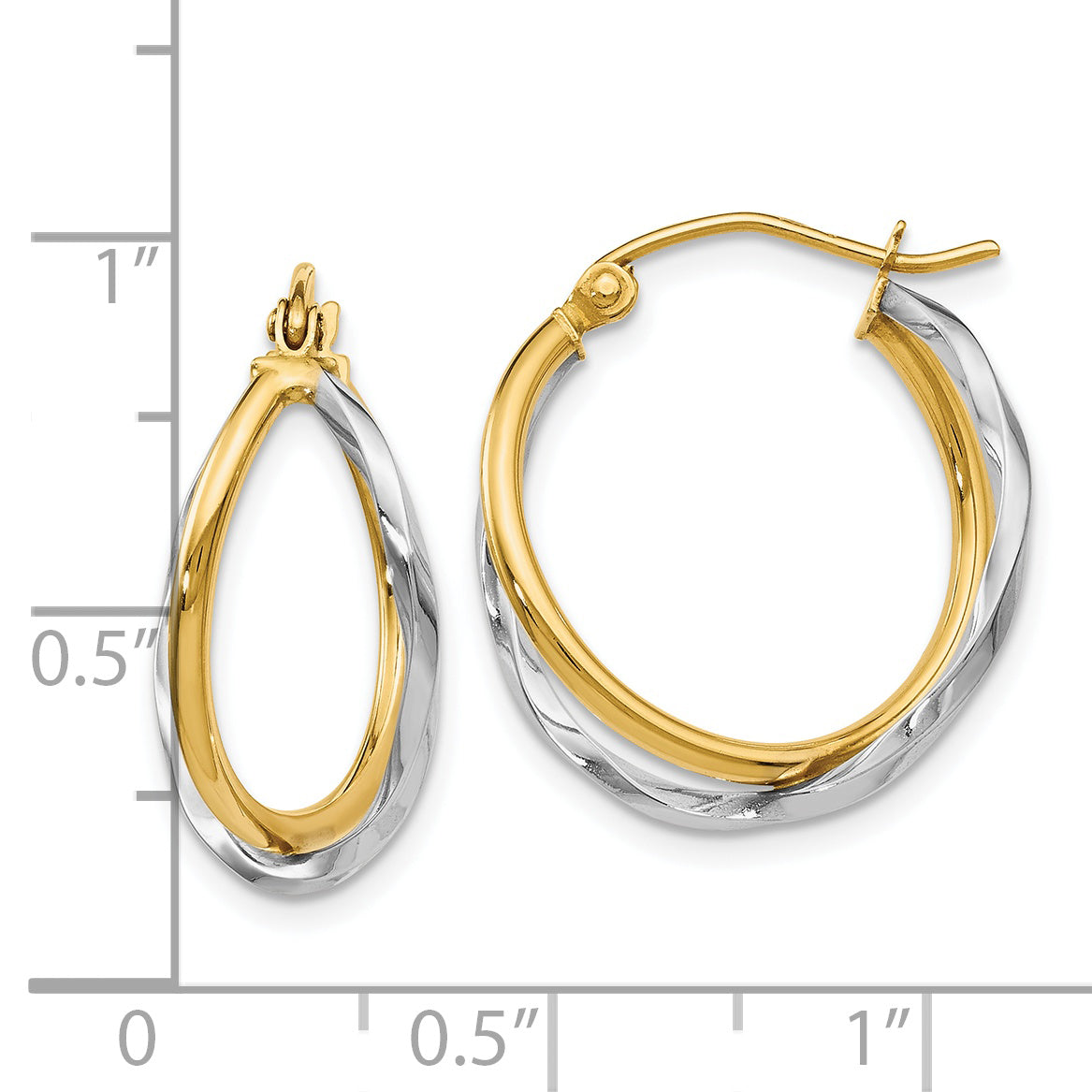 14K Two-Tone Gold Hoop Earrings with Polished Finish and Lifetime Guarantee