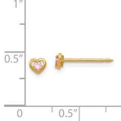 Inverness 14k Heart w/Pink CZ Earrings