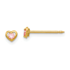 Inverness 14k Heart w/Pink CZ Earrings