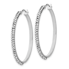 14K White Gold Crystals from Swarovski Hinged Hoop Earrings