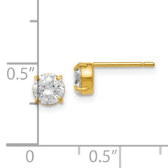 14K Gold CZ Stud Earrings 5mm Prong Set Polished Finish