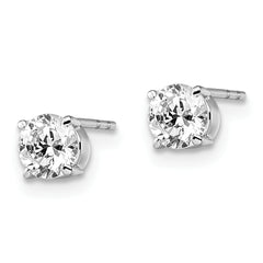 14K White Gold CZ Stud Earrings 5mm with Polished Finish