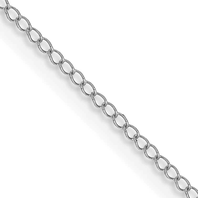 14K White Gold 24 inch Carded .5mm Curb with Spring Ring Clasp Chain