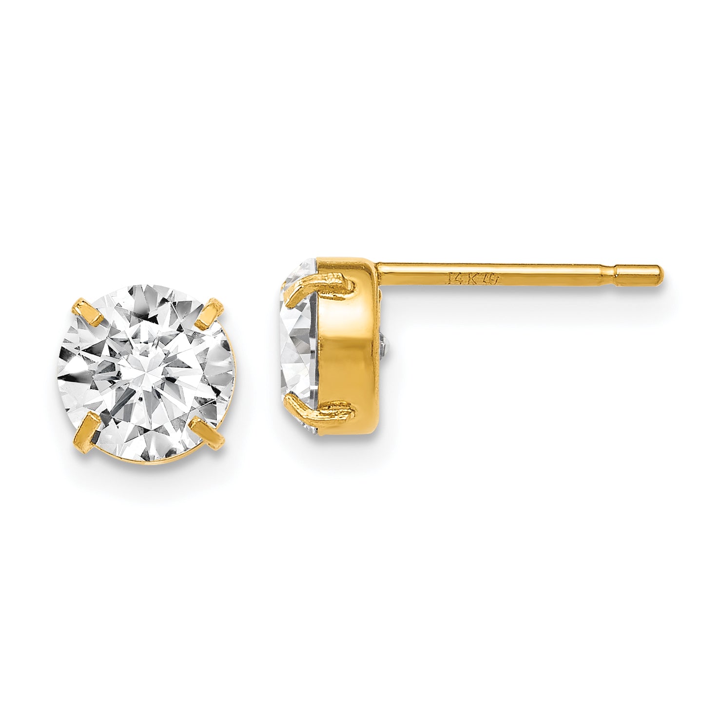 14k CZ Stud 6.0mm Earrings