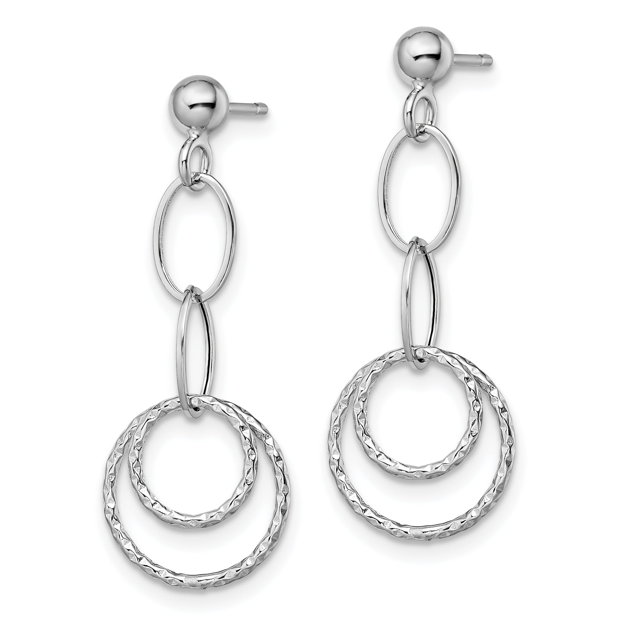 14K White Gold Post Dangle Earrings