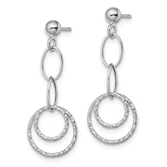 14K White Gold Dangle Earrings with Polished Rhodium Finish