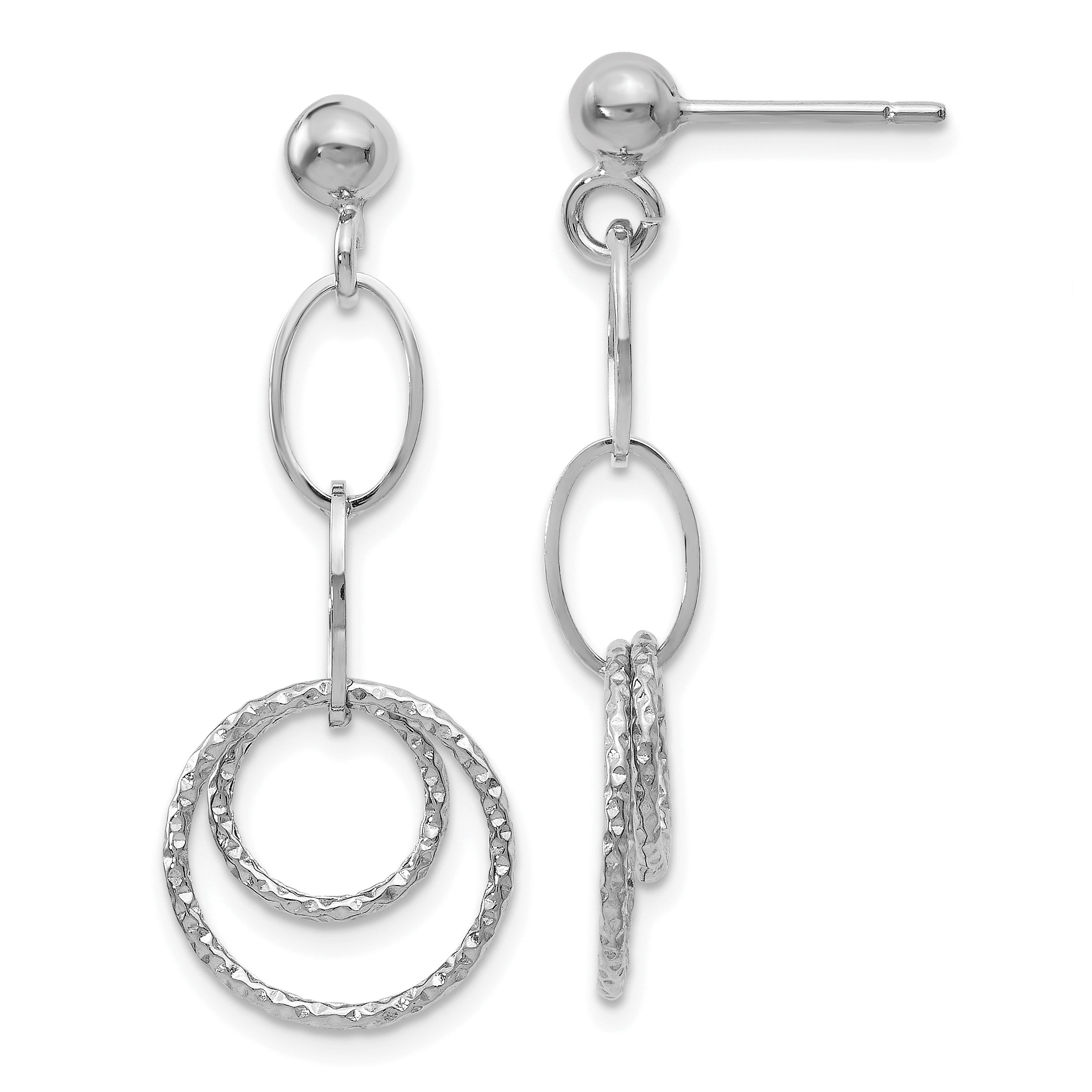 14K White Gold Post Dangle Earrings