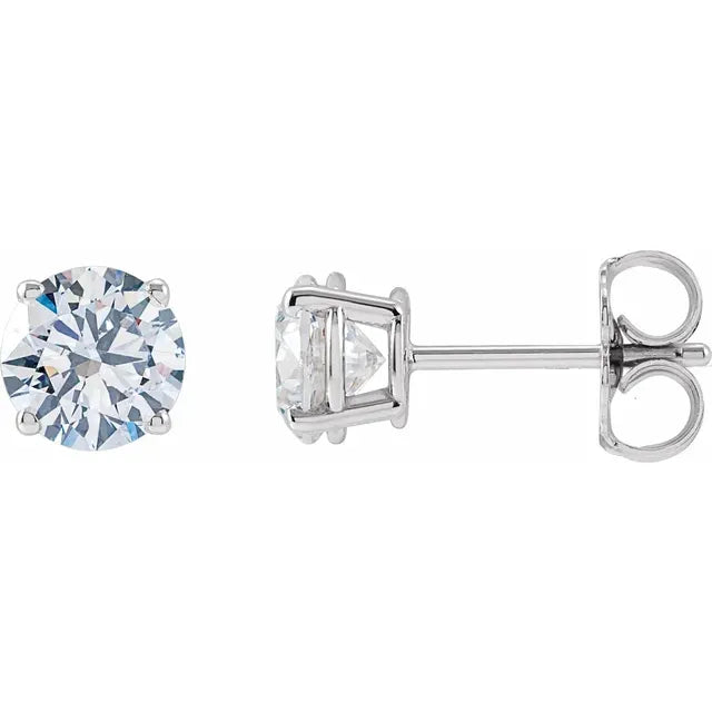 Round 14k Gold Diamond Stud Earrings