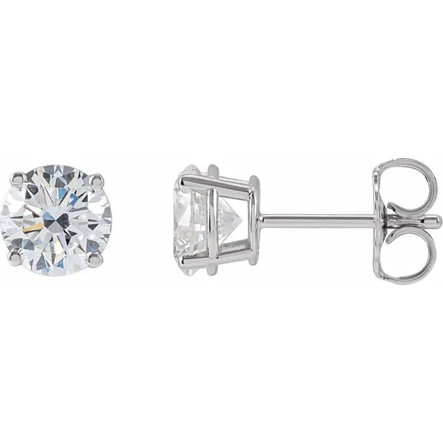 Round 14k Gold Diamond Stud Earrings