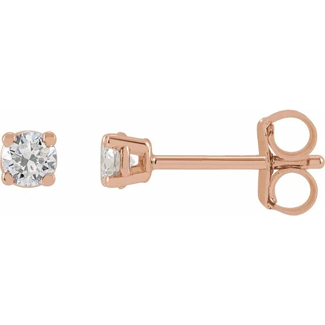 Round 14k Gold Diamond Stud Earrings