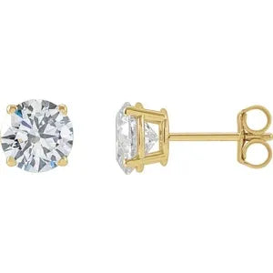 Round 14k Gold Diamond Stud Earrings