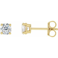 Round 14k Gold Diamond Stud Earrings