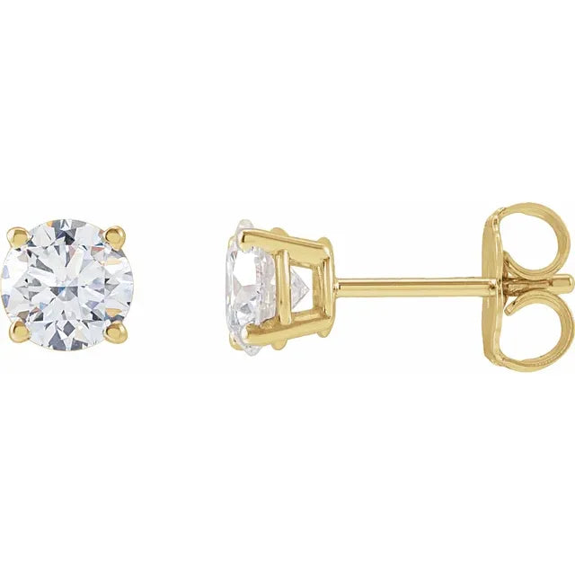 Round 14k Gold Diamond Stud Earrings