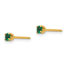 14K Gold May Birthstone Crystal Stud Earrings Elegant 3mm Design