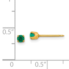 14K Gold May Birthstone Crystal Stud Earrings Elegant 3mm Design