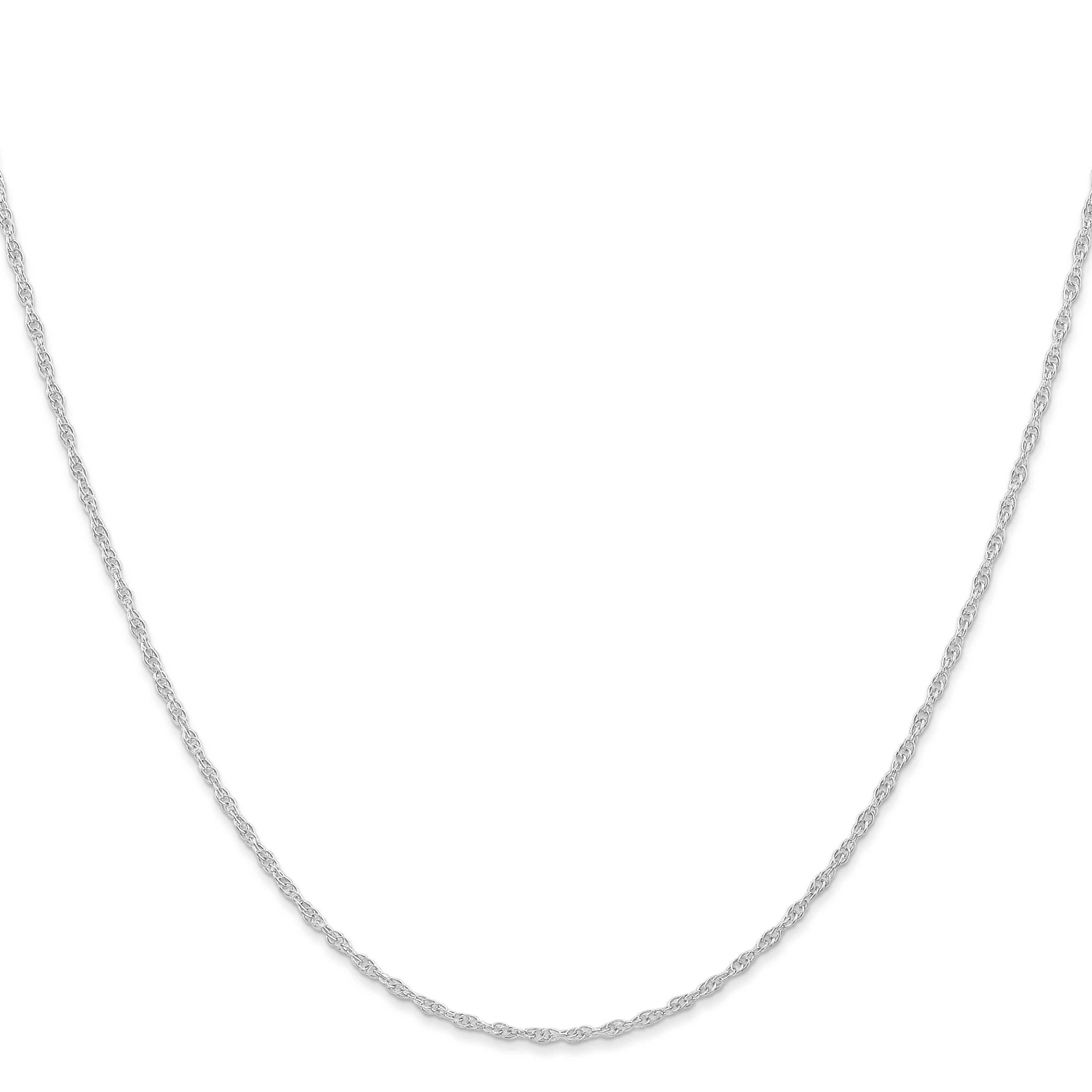 14K White Gold 16 inch Carded 1.15mm Cable Rope with Spring Ring Clasp Chain