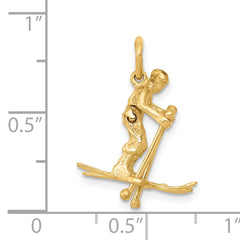 14K Gold 3D Moveable Snow Skier Charm with Polished Finish