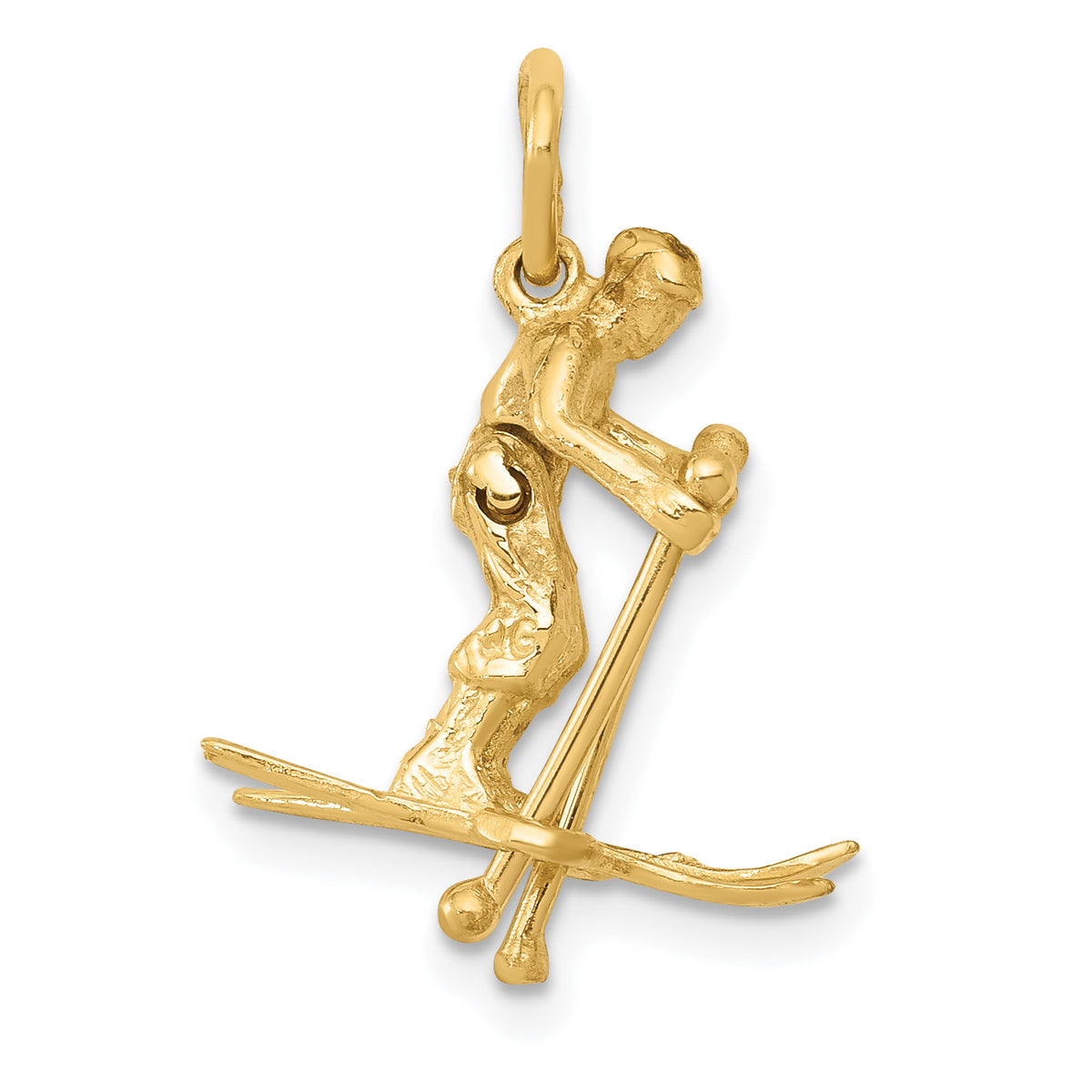 14K 3D Moveable Snow Skier Charm