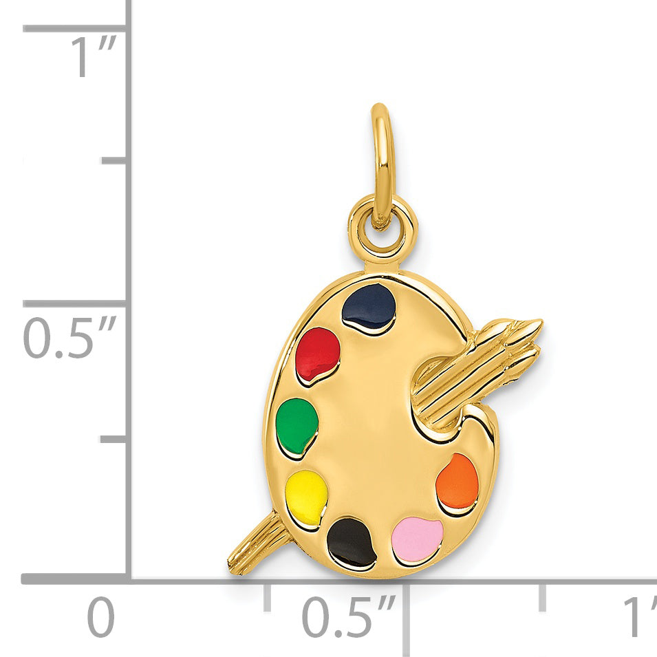 14K Gold Enameled Artist Palette Charm with Multi-Color Design