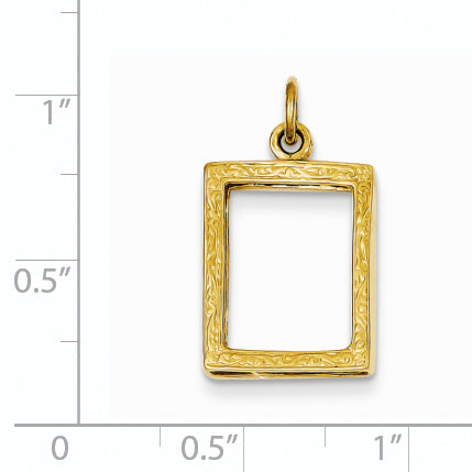 14K Gold Polished Picture Frame Pendant with Reversible Design for Women