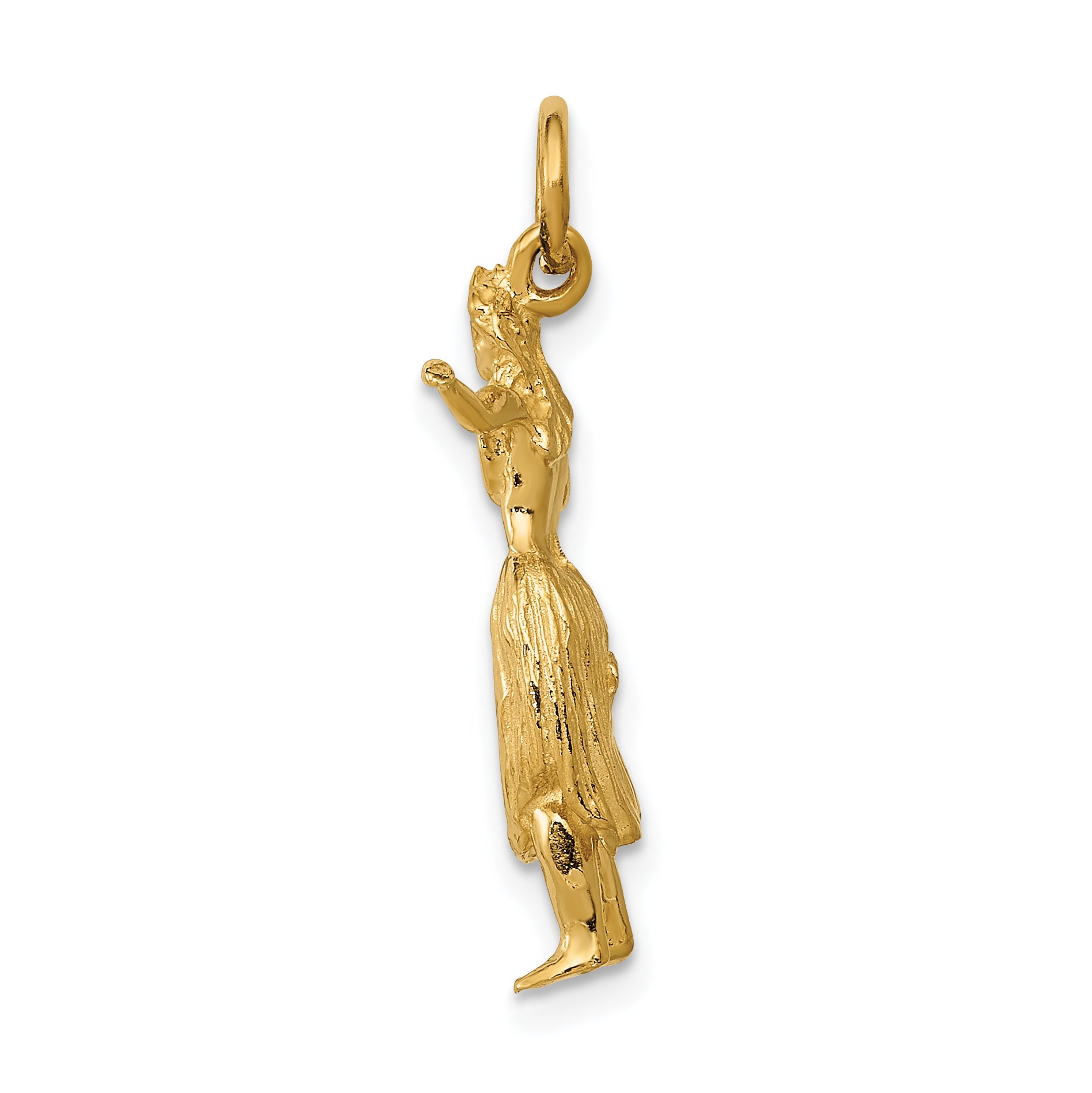 14K Gold 3D Hula Dancer Charm with Polished Finish for Women