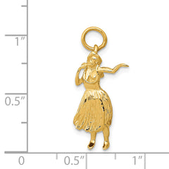 14K Gold 3D Hula Dancer Charm with Polished Finish for Women