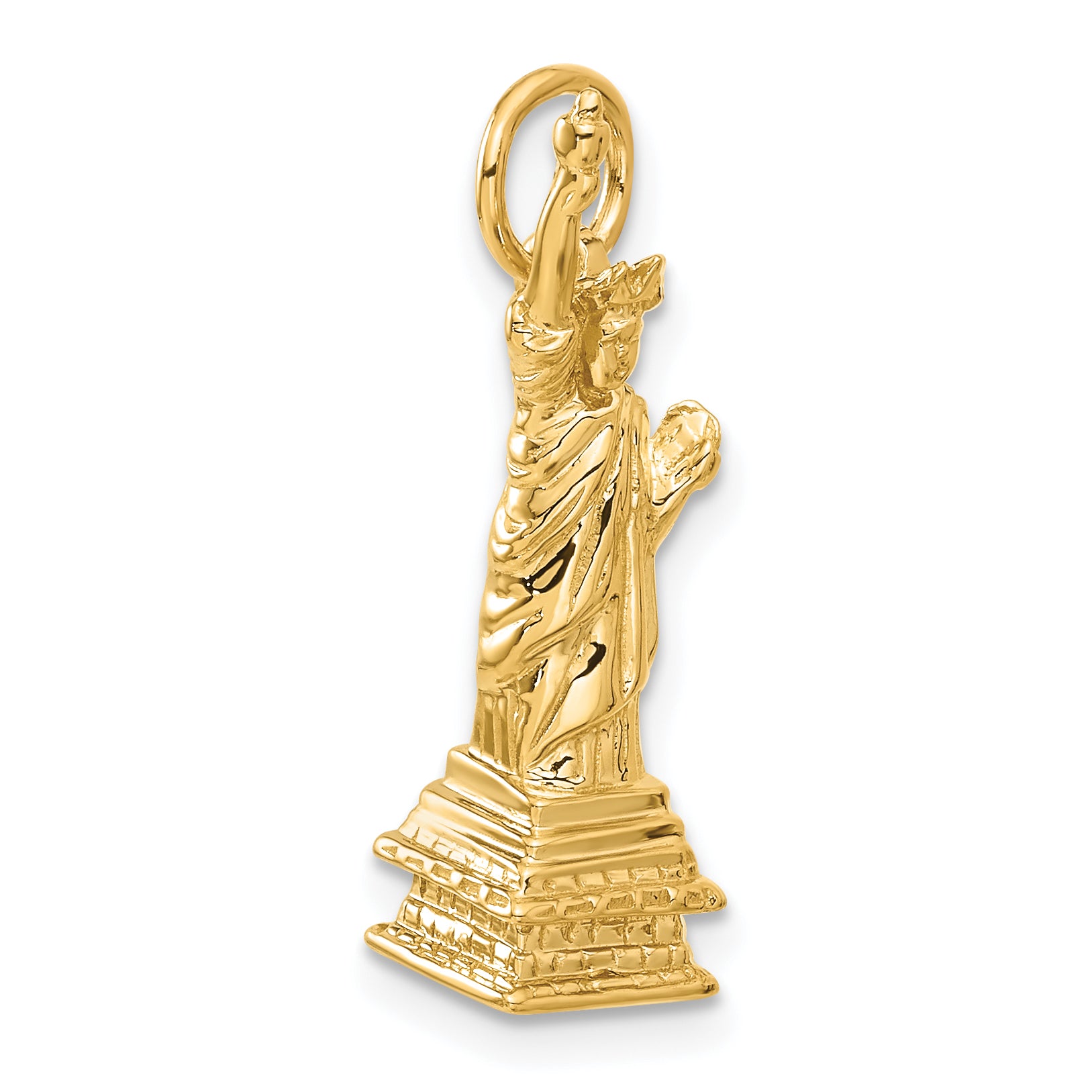 14K Gold 3D Statue of Liberty Charm with Polished Finish