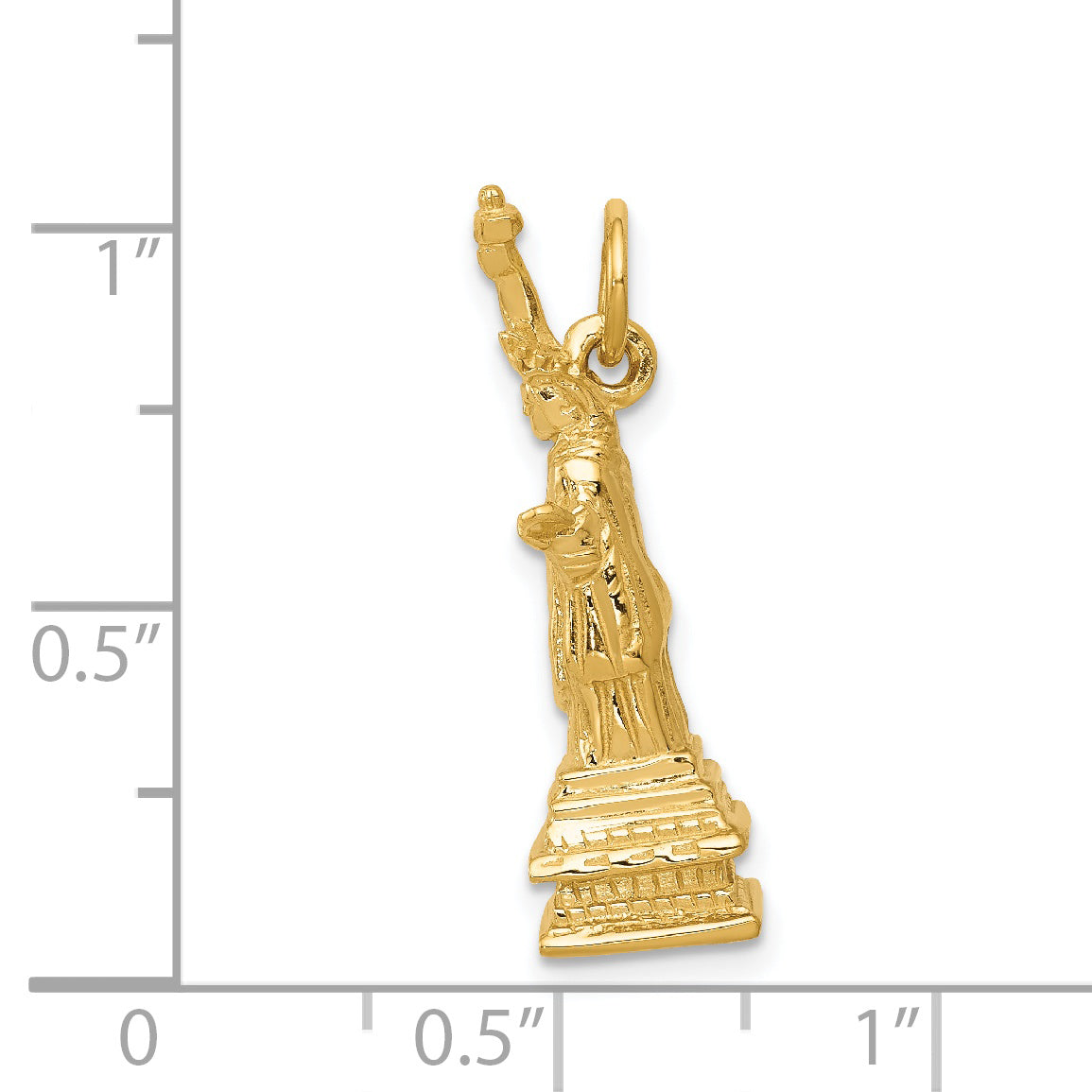 14K Gold 3D Statue of Liberty Charm with Polished Finish