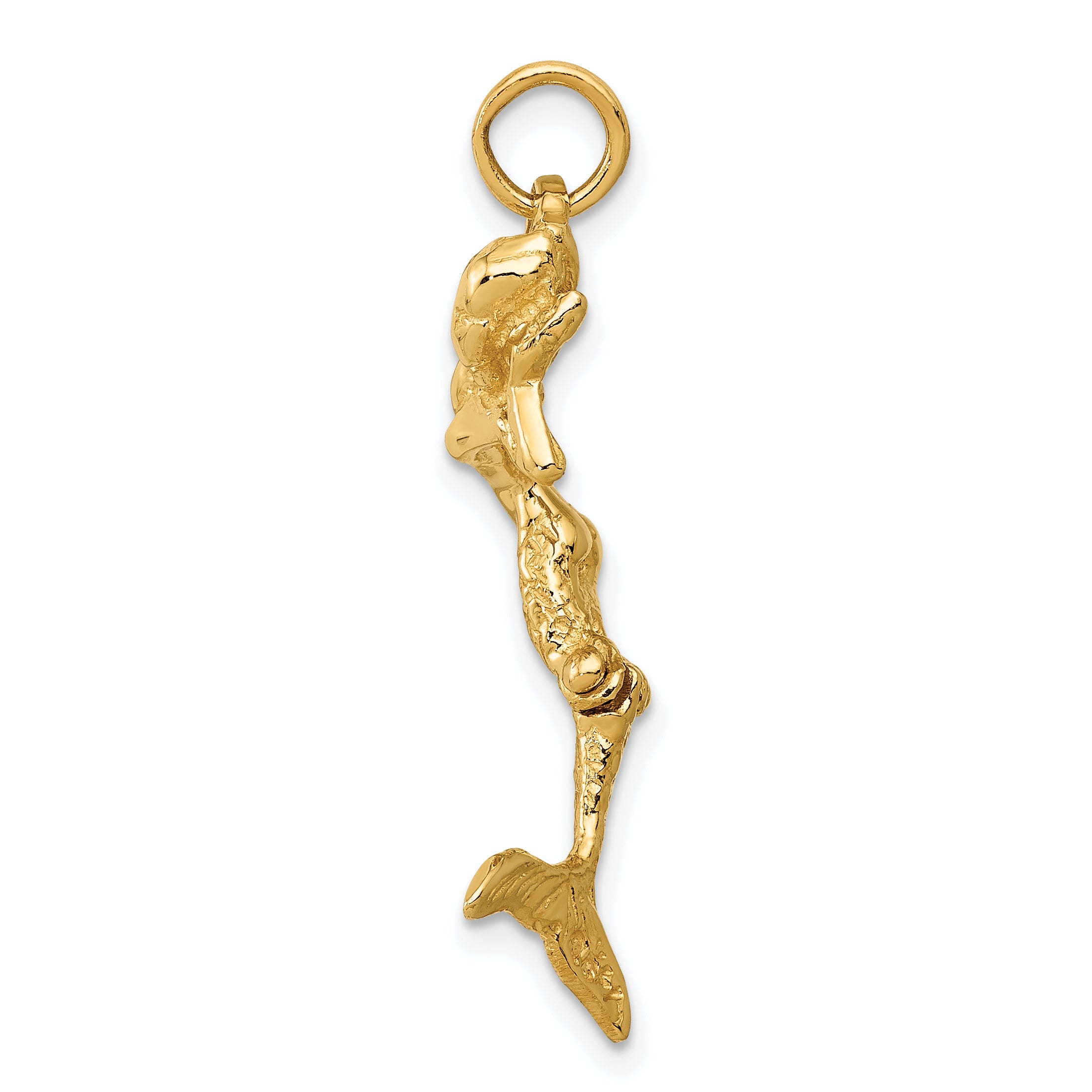 14K Gold 3D Mermaid Charm with Polished Moveable Design for Women