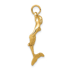 14K Gold 3D Mermaid Charm with Polished Moveable Design for Women