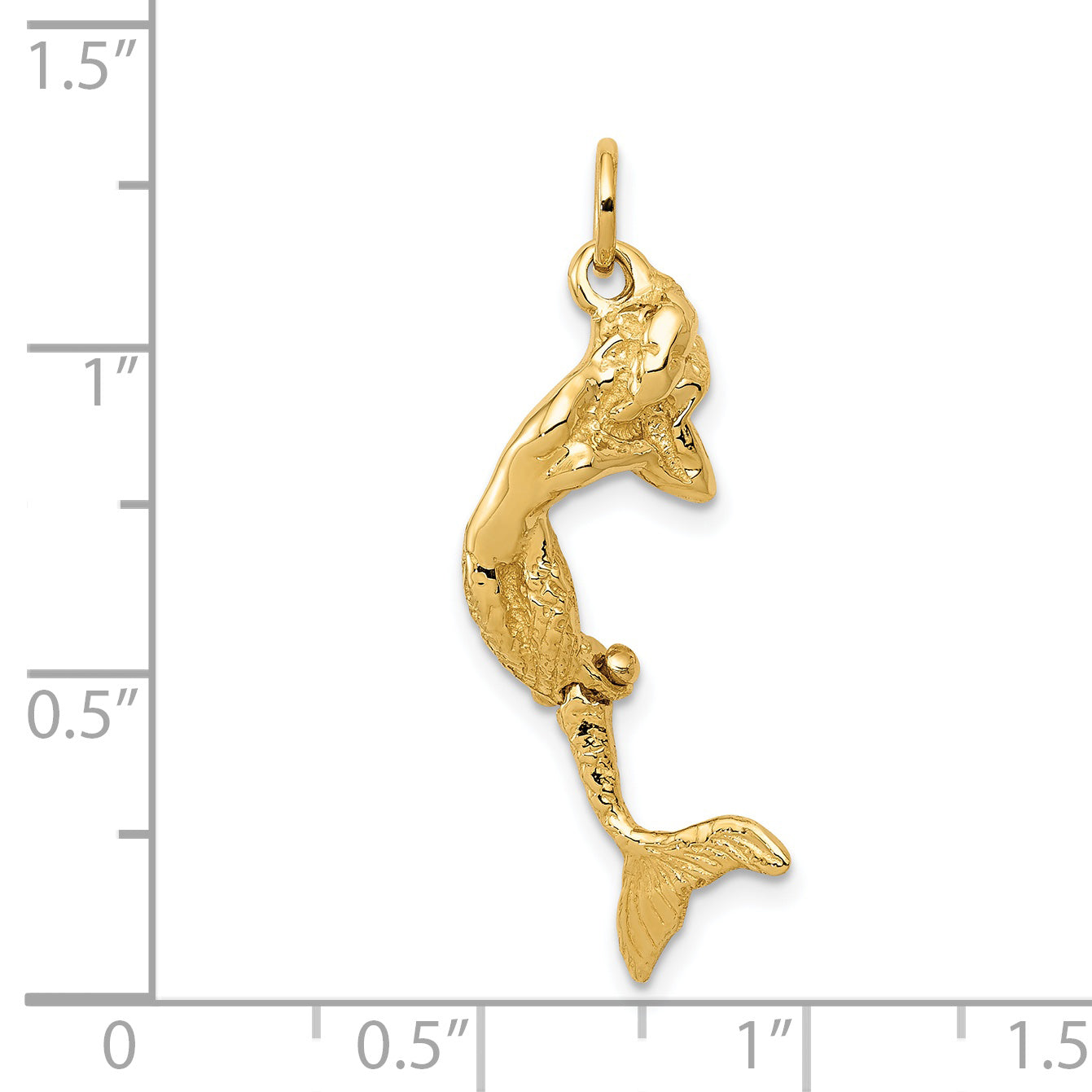 14K Gold 3D Mermaid Charm with Polished Moveable Design for Women