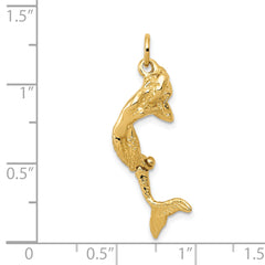 14K Gold 3D Mermaid Charm with Polished Moveable Design for Women