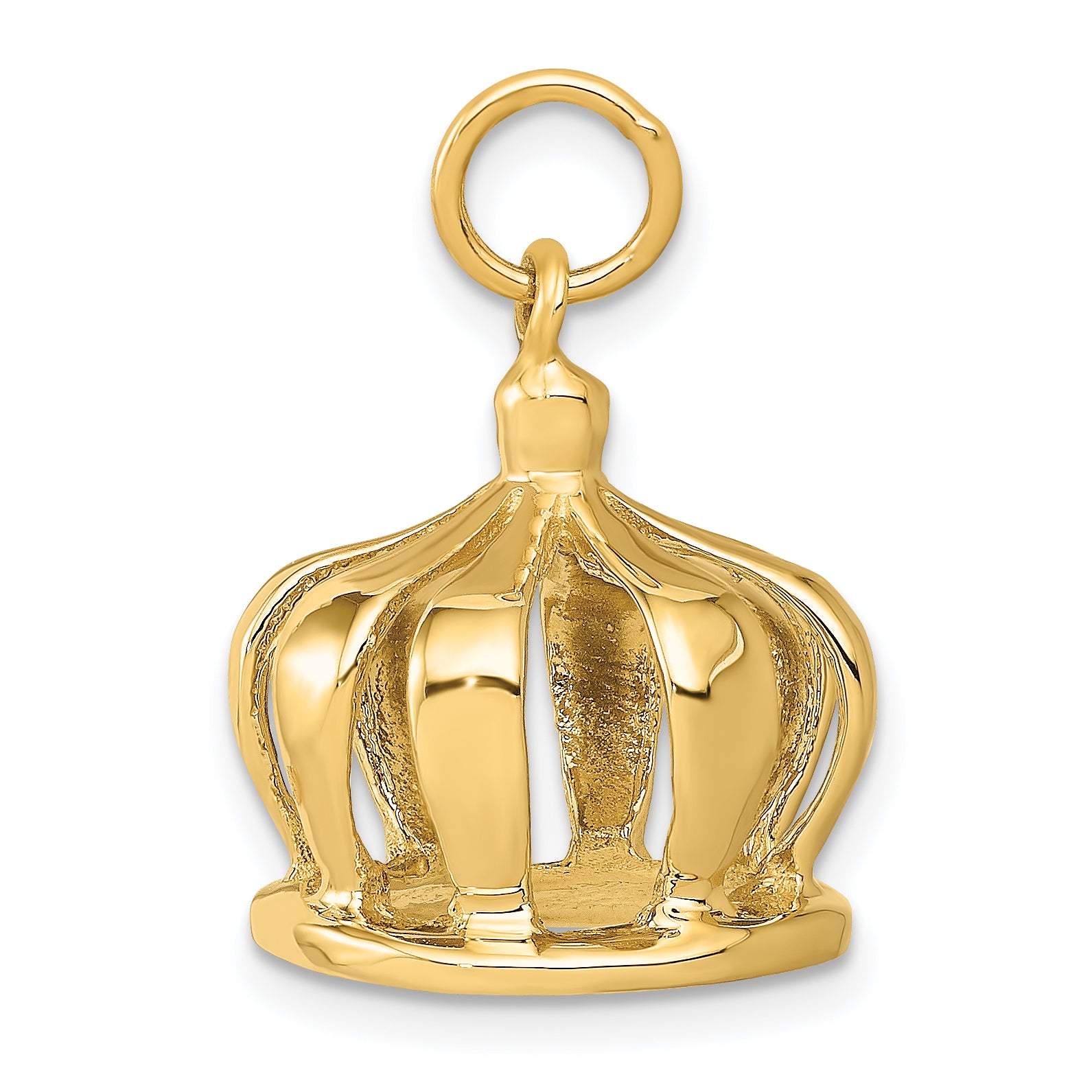 14K Gold 3D Crown Charm with Polished Finish for Men