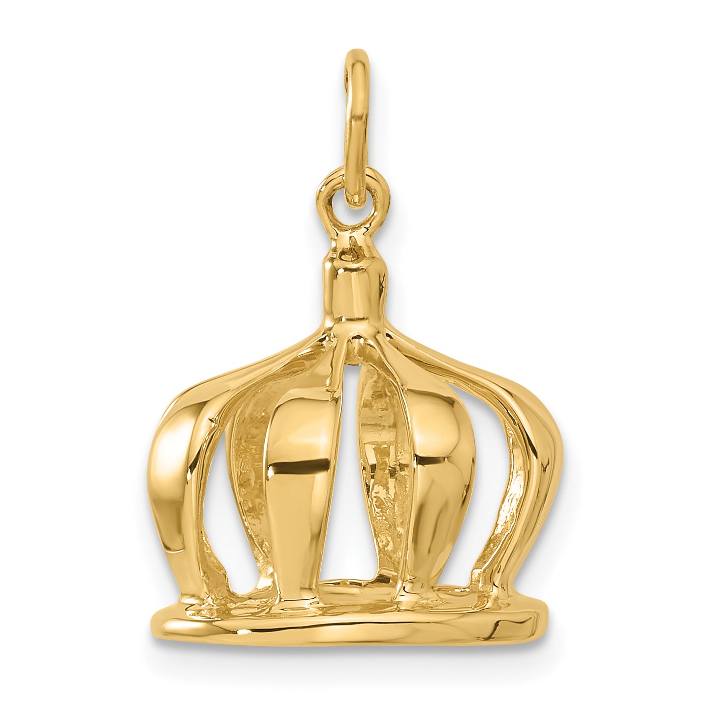 14K Gold 3D Crown Charm with Polished Finish for Men