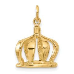 14K Gold 3D Crown Charm with Polished Finish for Men