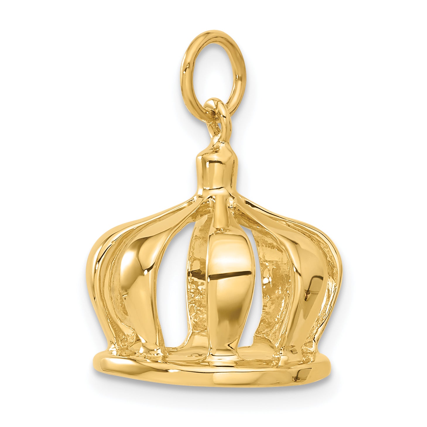 14K Gold 3D Crown Charm with Polished Finish for Men