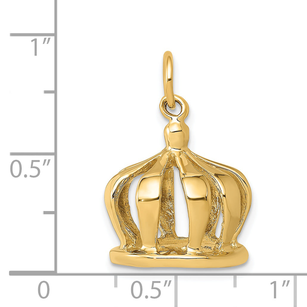 14K Gold 3D Crown Charm with Polished Finish for Men